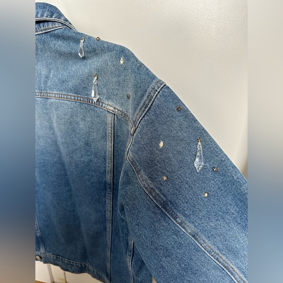 MSGM Oversized Denim Jeweled Jacket, Size 40 / Small - Picture 13 of 14